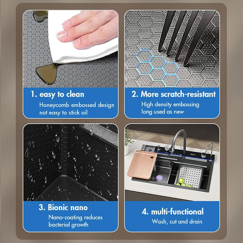 MYQualife 304 Stainless Steel Digital Display Kitchen Sink Faucet Set