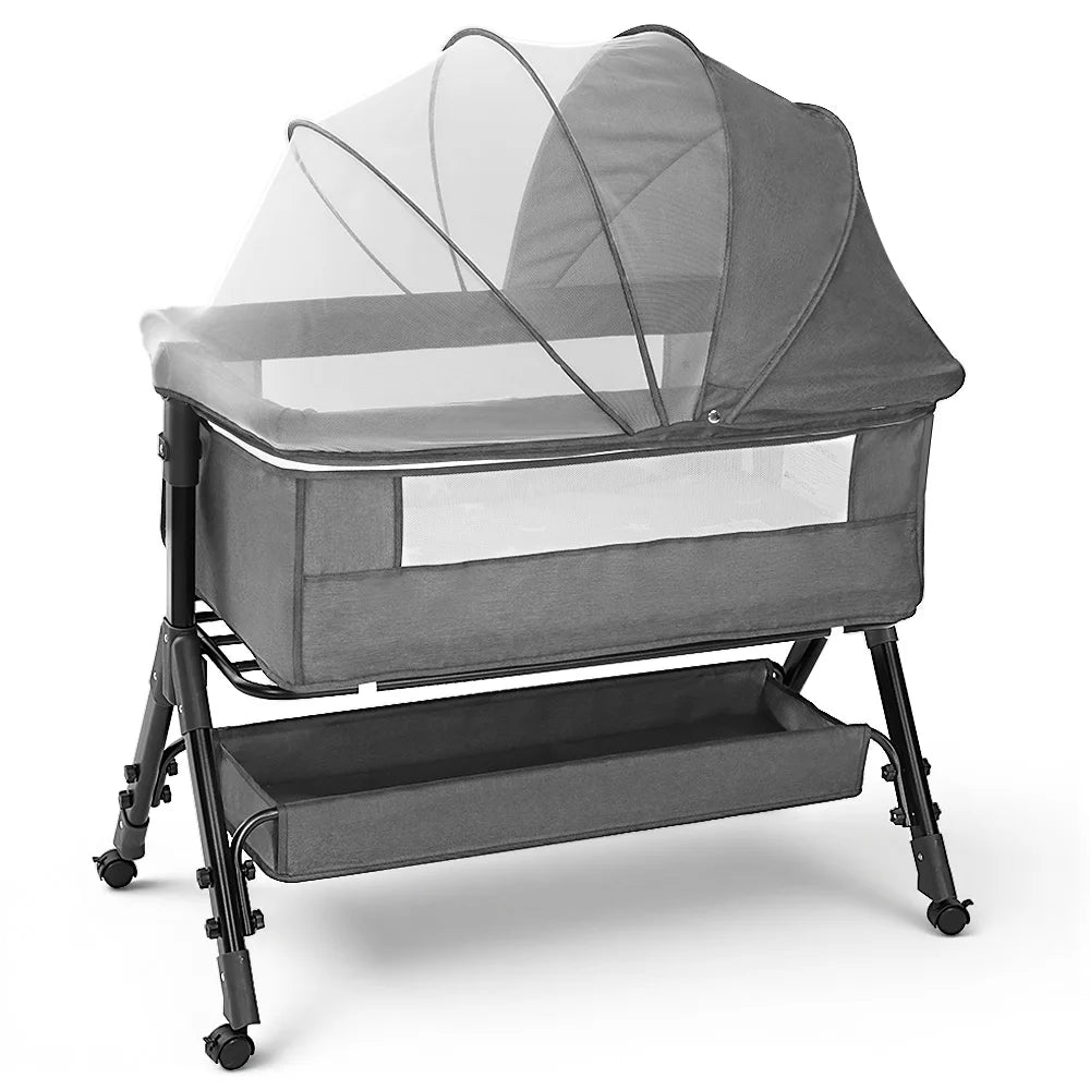 Portable Baby Bassinet Bedside Sleeper With Breathable Mesh Window