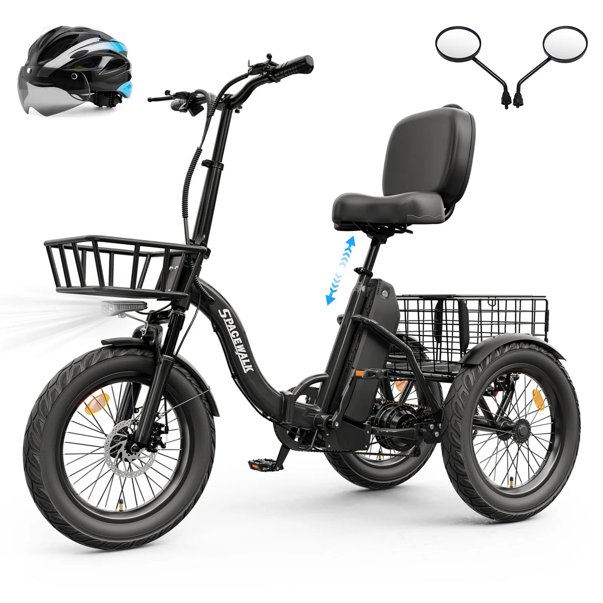 Eilleo Spacewalk Folding Electric Trike For Adults With Fat Tires
