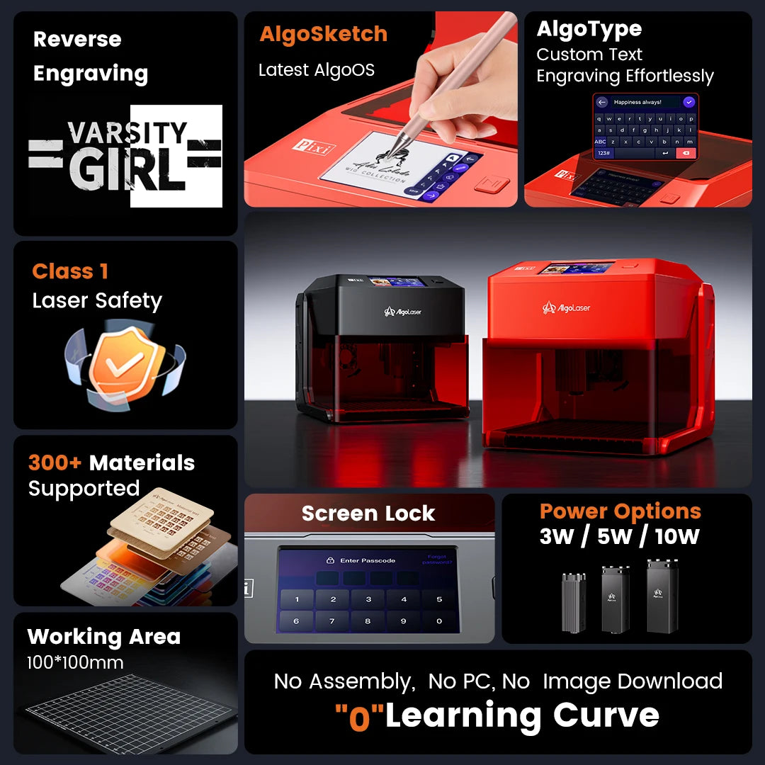 AlgoLaser Pixi Portable Touch Screen Laser Engraving Tool