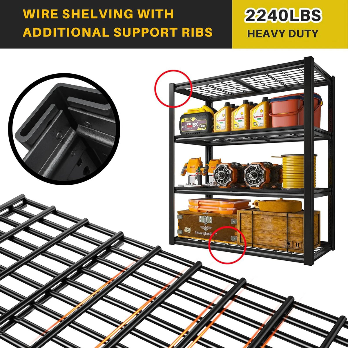 Sarenzon Heavy Duty Four Tier Metal Utility Storage Rack