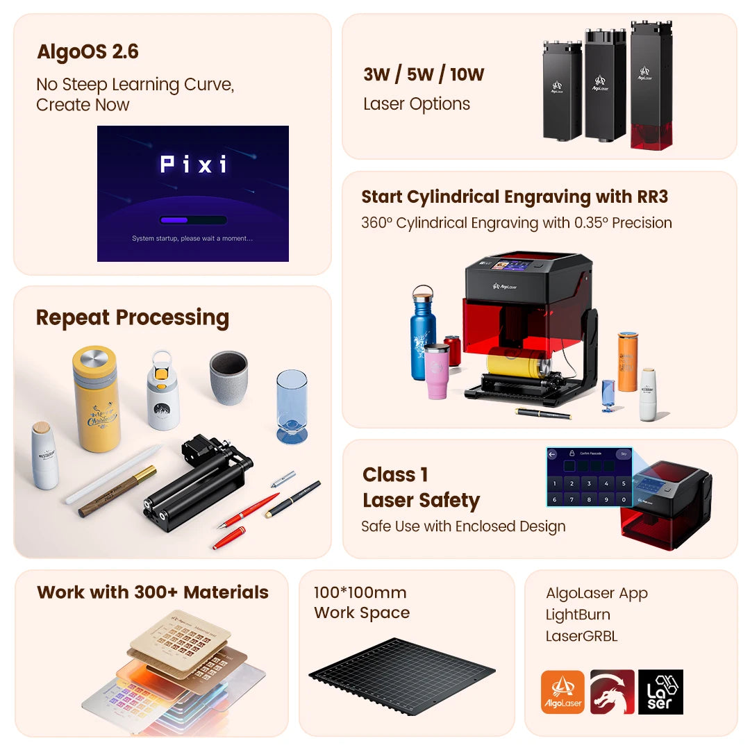 AlgoLaser 5W Desktop Laser Engraving Machine With Touch Screen
