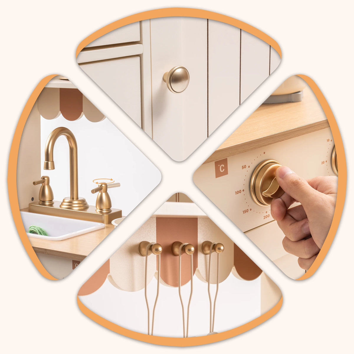 Robud Wooden Play Kitchen For Kids With Cutting Food Set