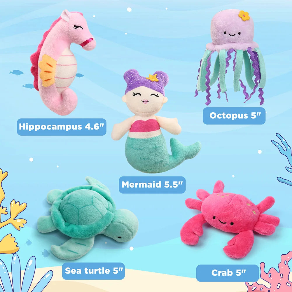 Sea Creature Plush Toys With Carrying Bag For Kids