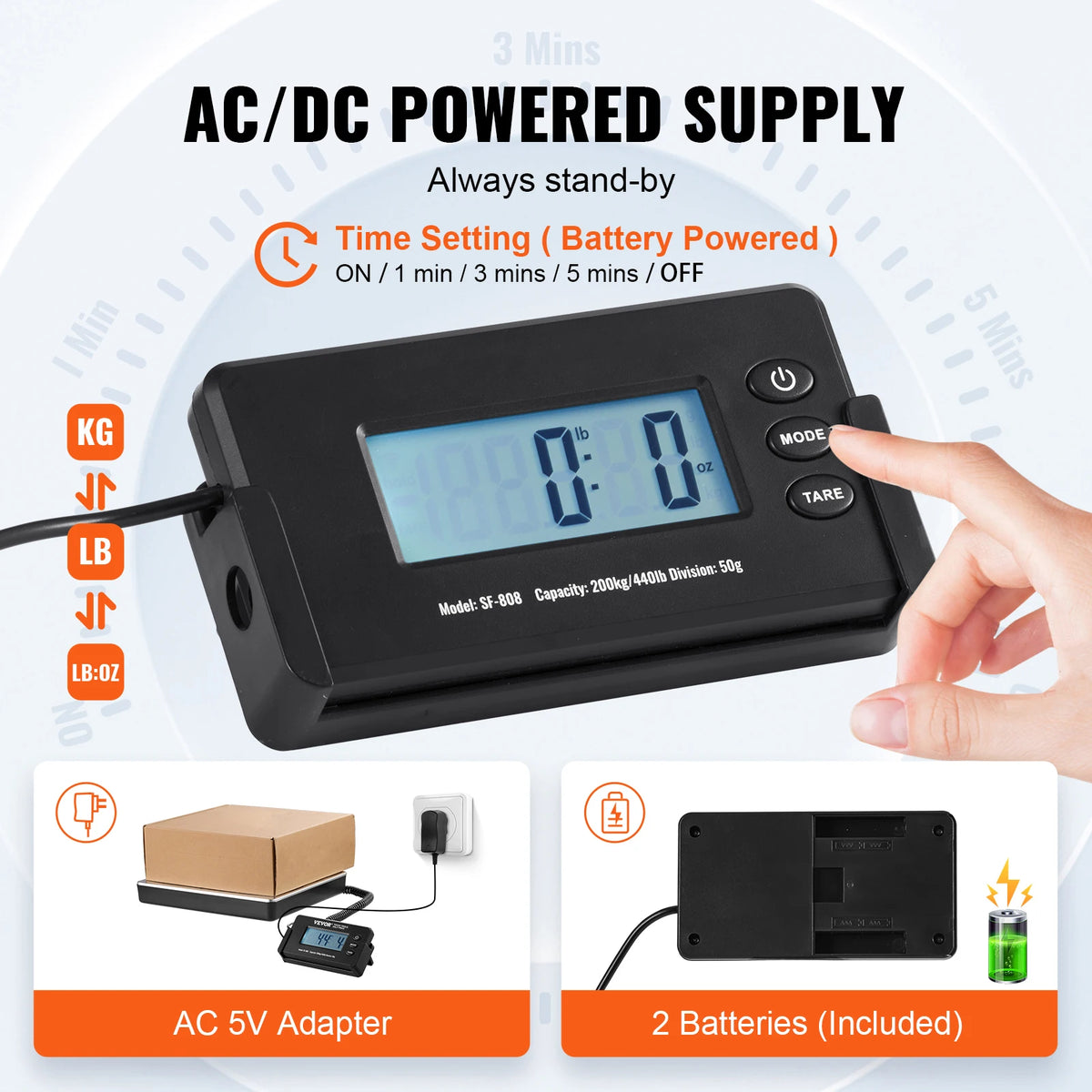 SucceBuy Digital Shipping Scale With Tare And Timer Function