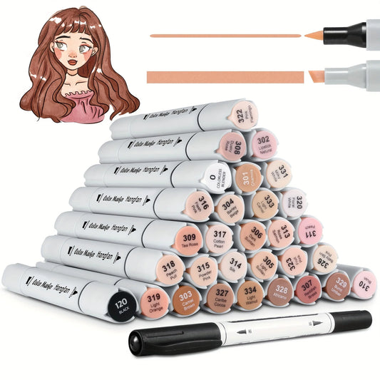 Professional Skin Tone Alcohol Art Marker Set With Dual Tips