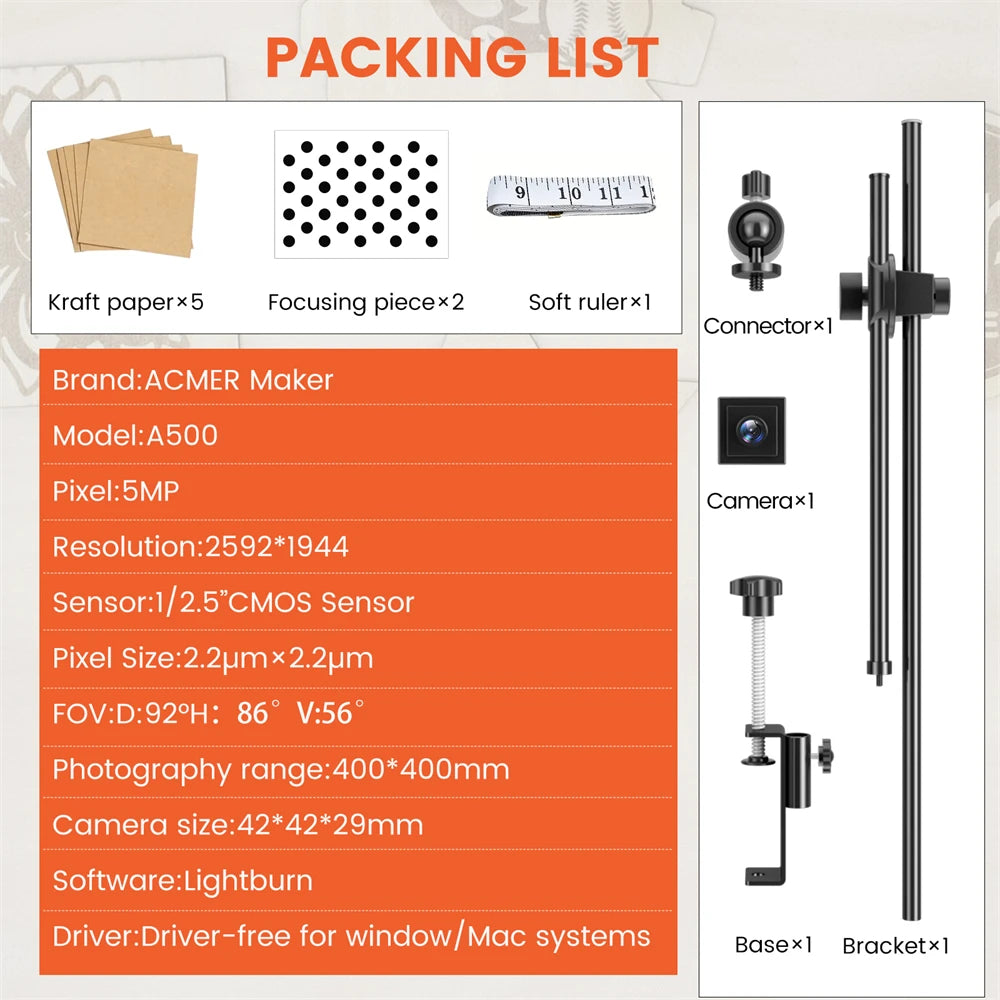 Acmer A500 Laser Camera For Lightburn Engraving Machines