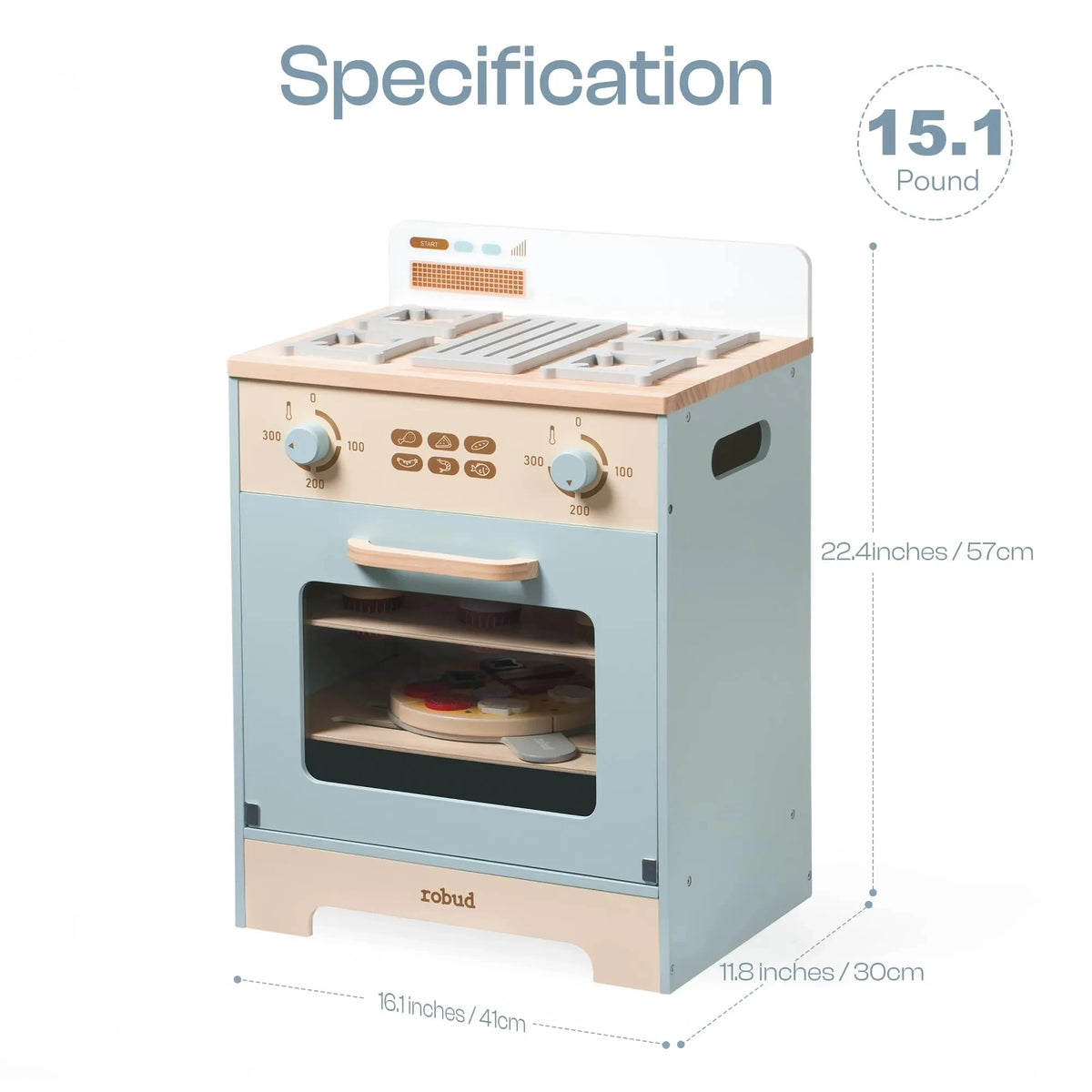 Robud Kids Wooden Play Kitchen Set All In One With Oven Refrigerator