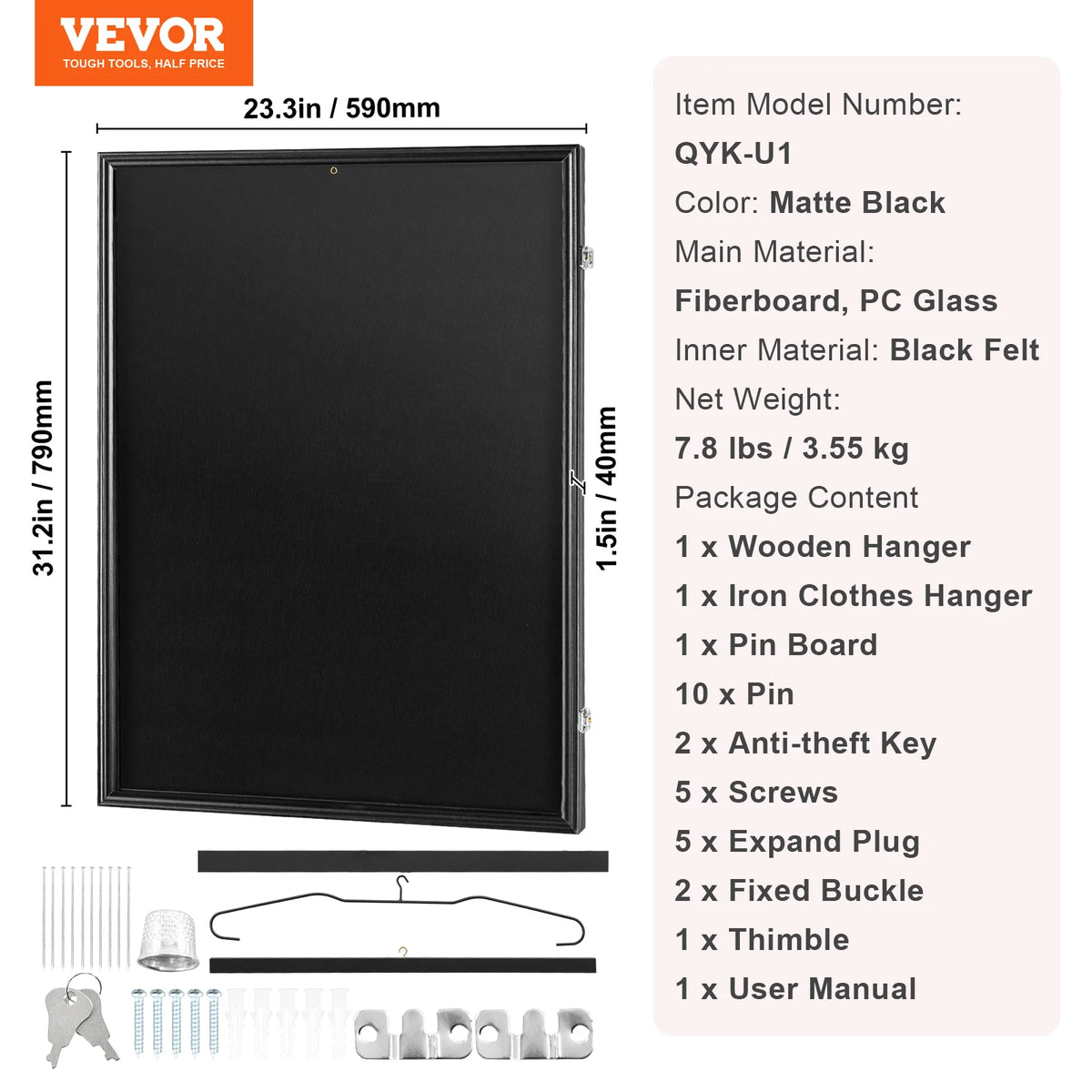 VEVOR Lockable Jersey And Sports Card Shadow Box Display Case