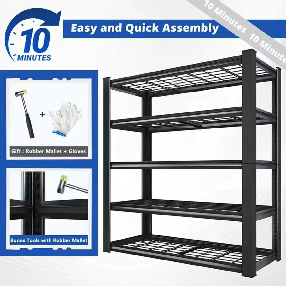 Sarenzoon Adjustable Metal Double Shelf Commercial Utility Storage Rack