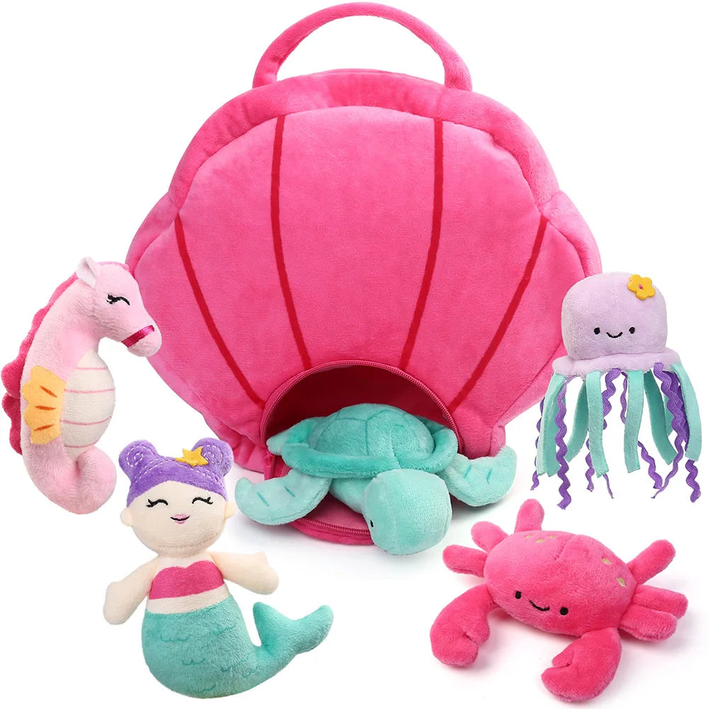 Sea Creature Plush Toys With Carrying Bag For Kids