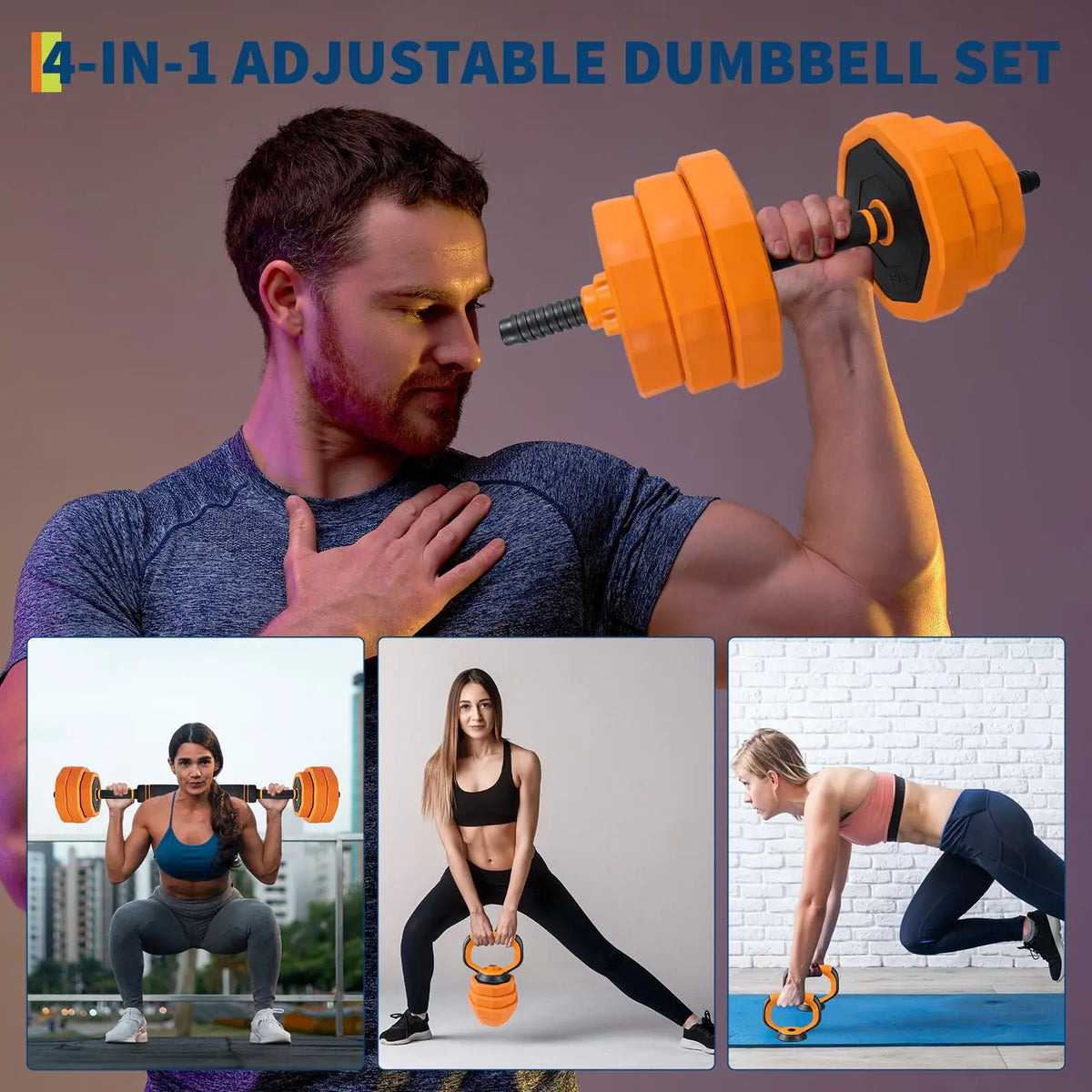 Adjustable Dumbbell Set with Connector for Barbell and Kettlebell Training