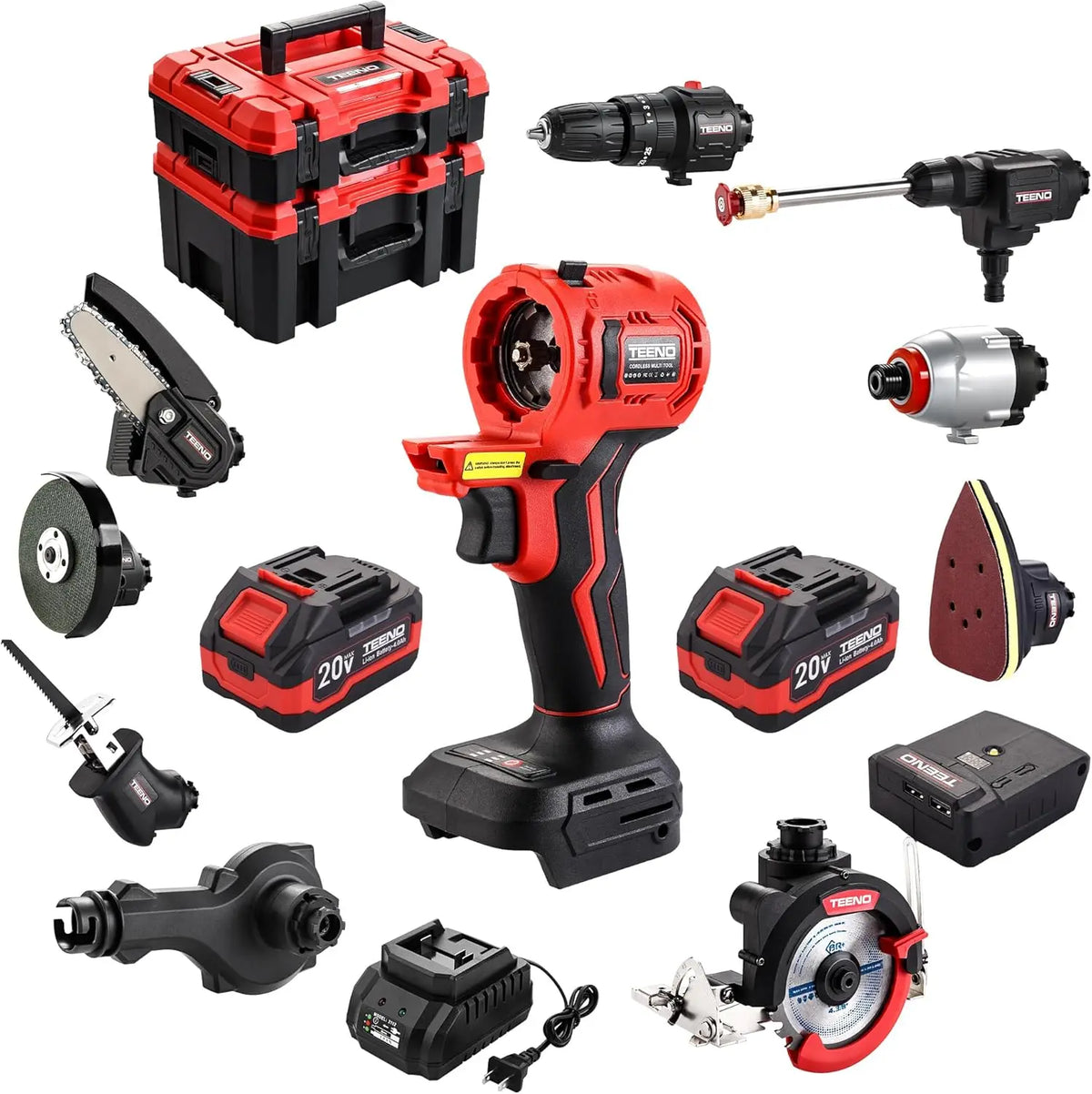 20V Cordless Interchangeable Power Tool Combo Kit With Batteries