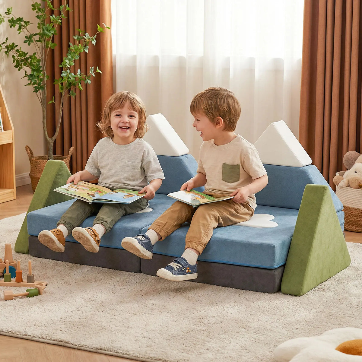 Homasis Modular Kids Play Couch Foam Fort Building Set