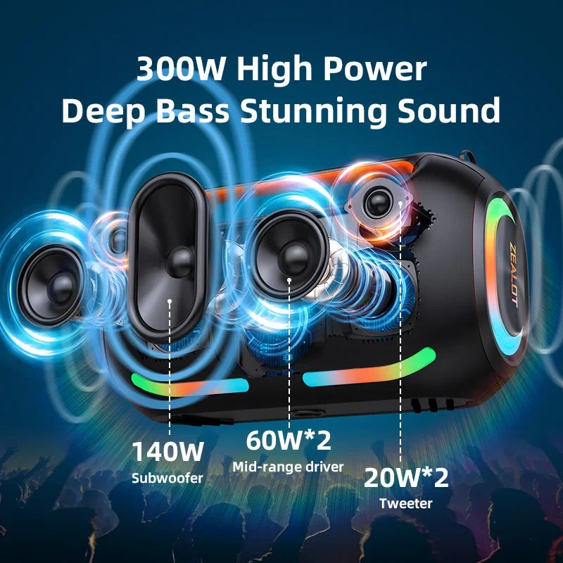 Zealot 300W Portable Bluetooth Speaker Wireless Tws Waterproof
