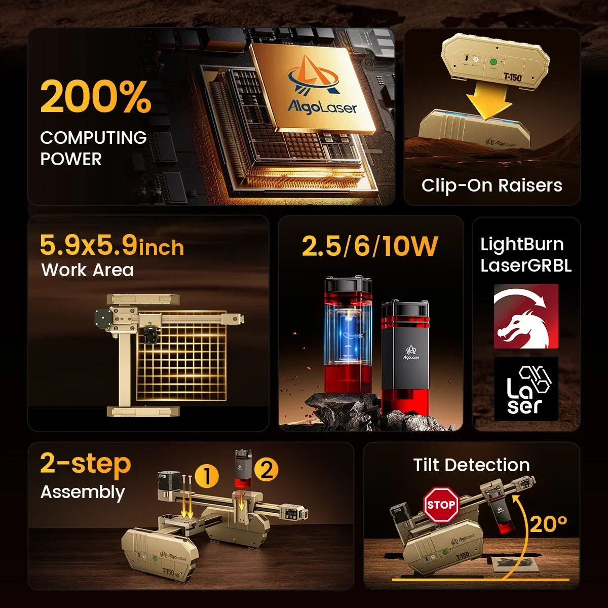 AlgoLaser Compact Laser Engraver For Wood Metal Acrylic Materials