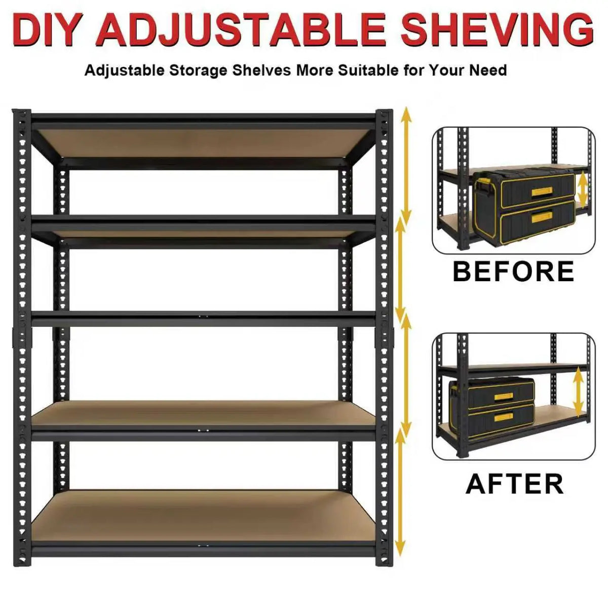 Sarenzoon Sturdy Steel Garage Storage Shelving Rack System