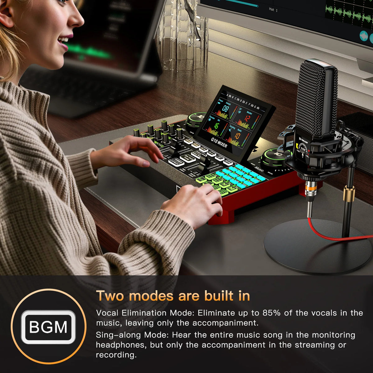 Tenlamp Six Channel Audio Mixer With Live Sound Card Streaming