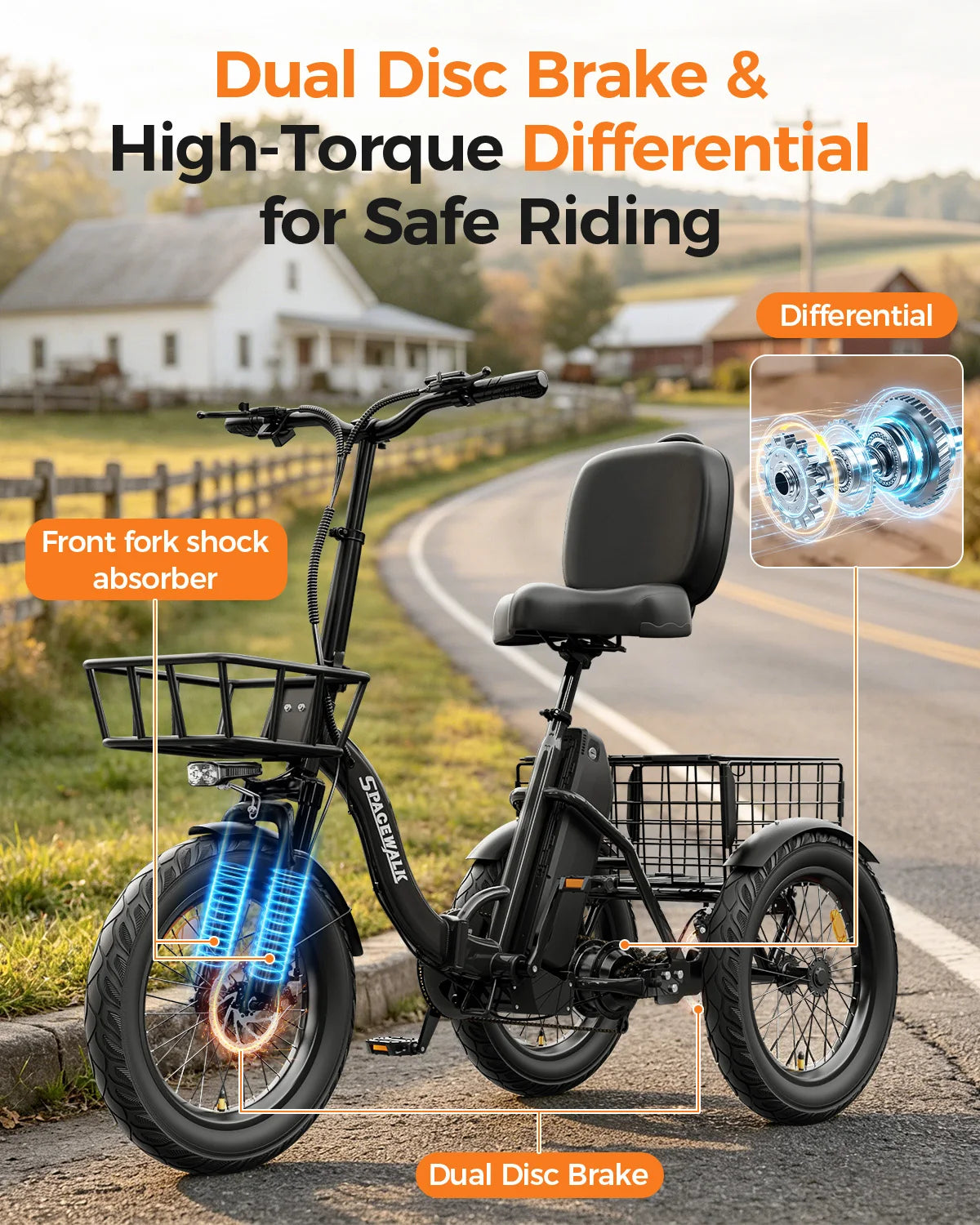 Eilleo Spacewalk Folding Electric Trike For Adults With Fat Tires
