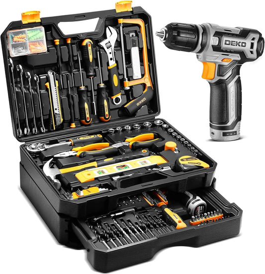 DEKO 12V Cordless Drill Toolbox Combo Kit With Storage