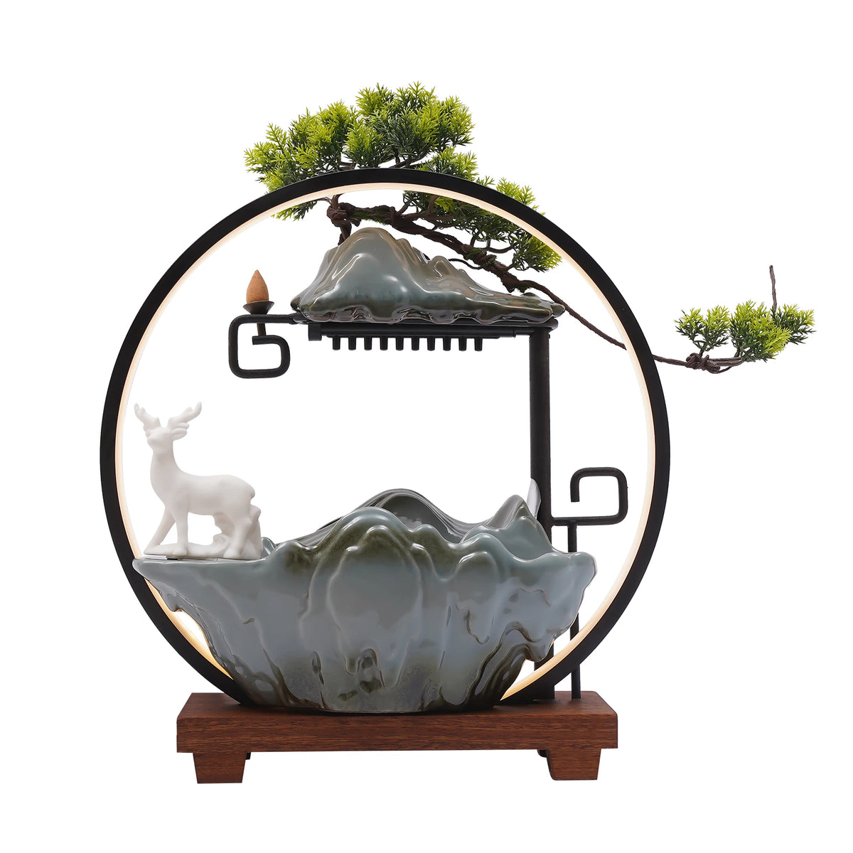 Bymaocer Decorative Tabletop Fountain Featuring Led Light Mist Effect
