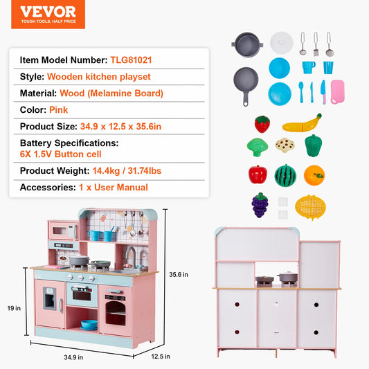 SucceBuy Pretend Play Kitchen Toy Set With Lights And Sounds