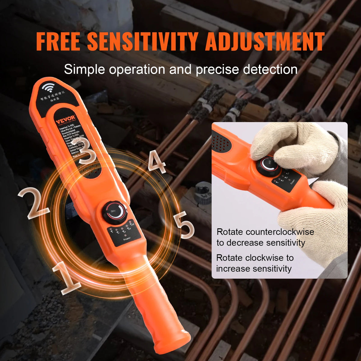 Waterproof Underground Pipe Blockage Detector Plastic PVC Wall Scanner