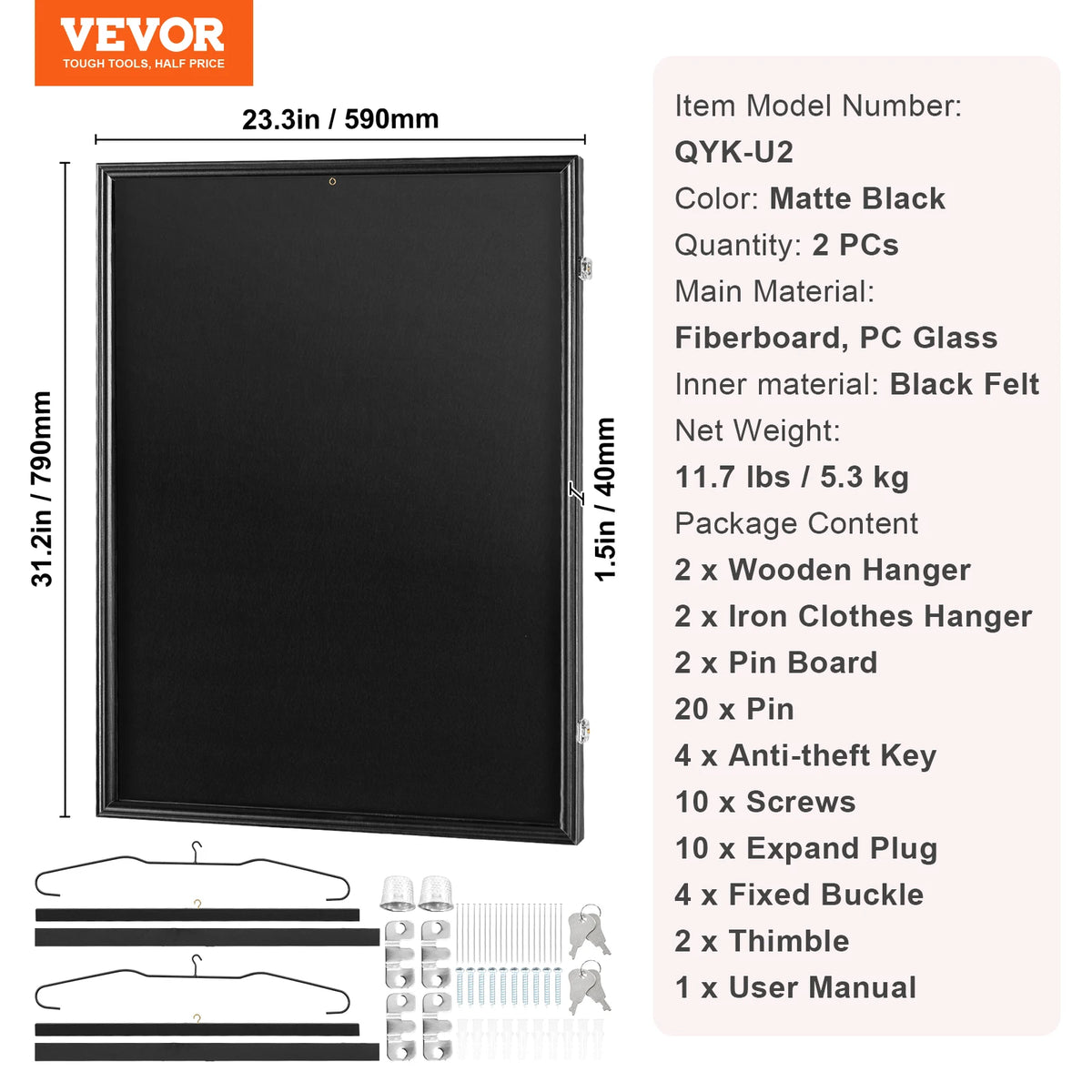 VEVOR Lockable Jersey And Sports Card Shadow Box Display Case