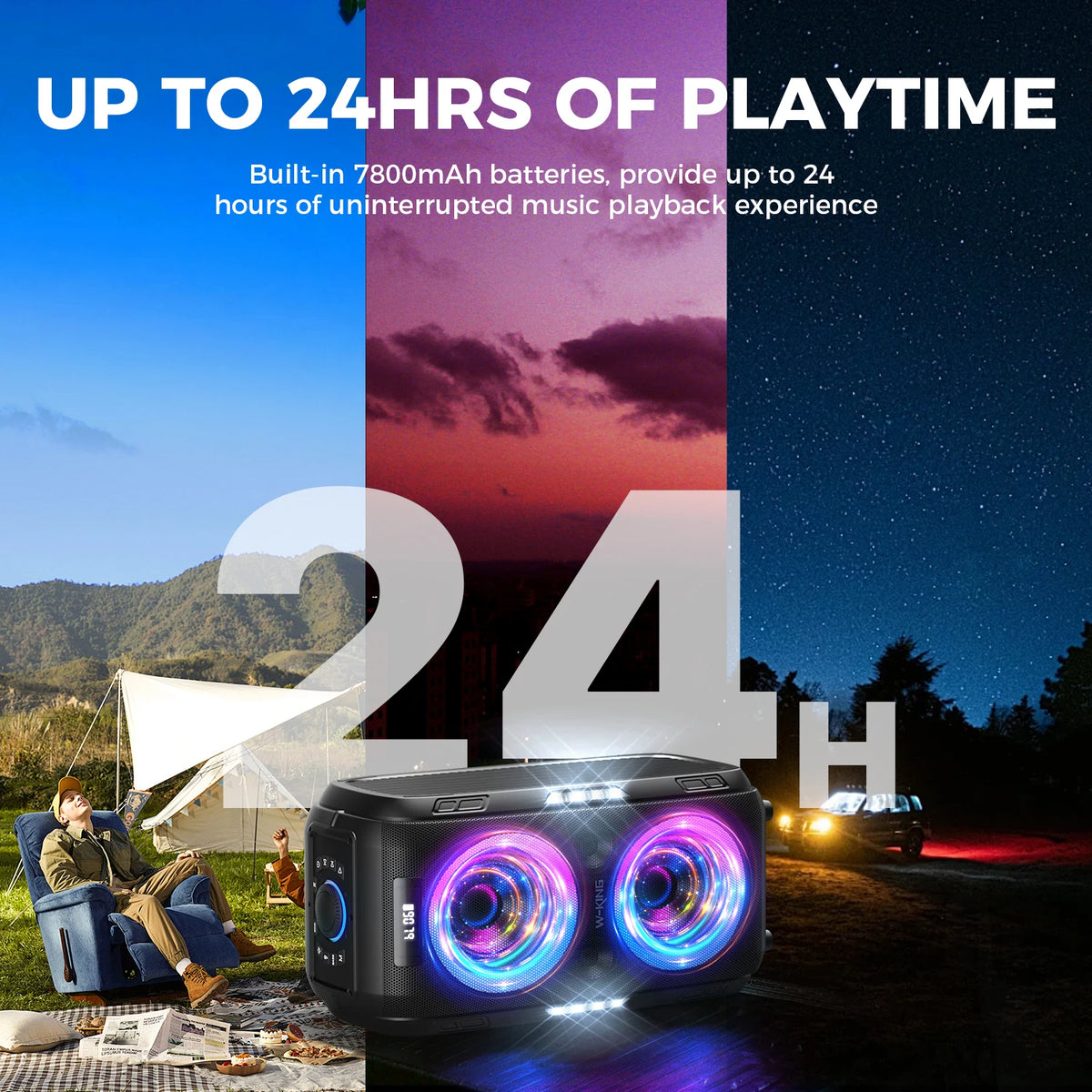 W-King Portable Bluetooth Speaker With Powerful Stereo Bass