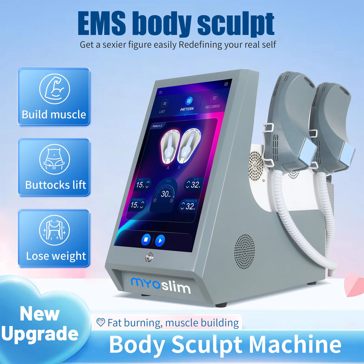 Myoslim Emt Ems Dual Body Sculpt Machine For Efficient Muscle Gain