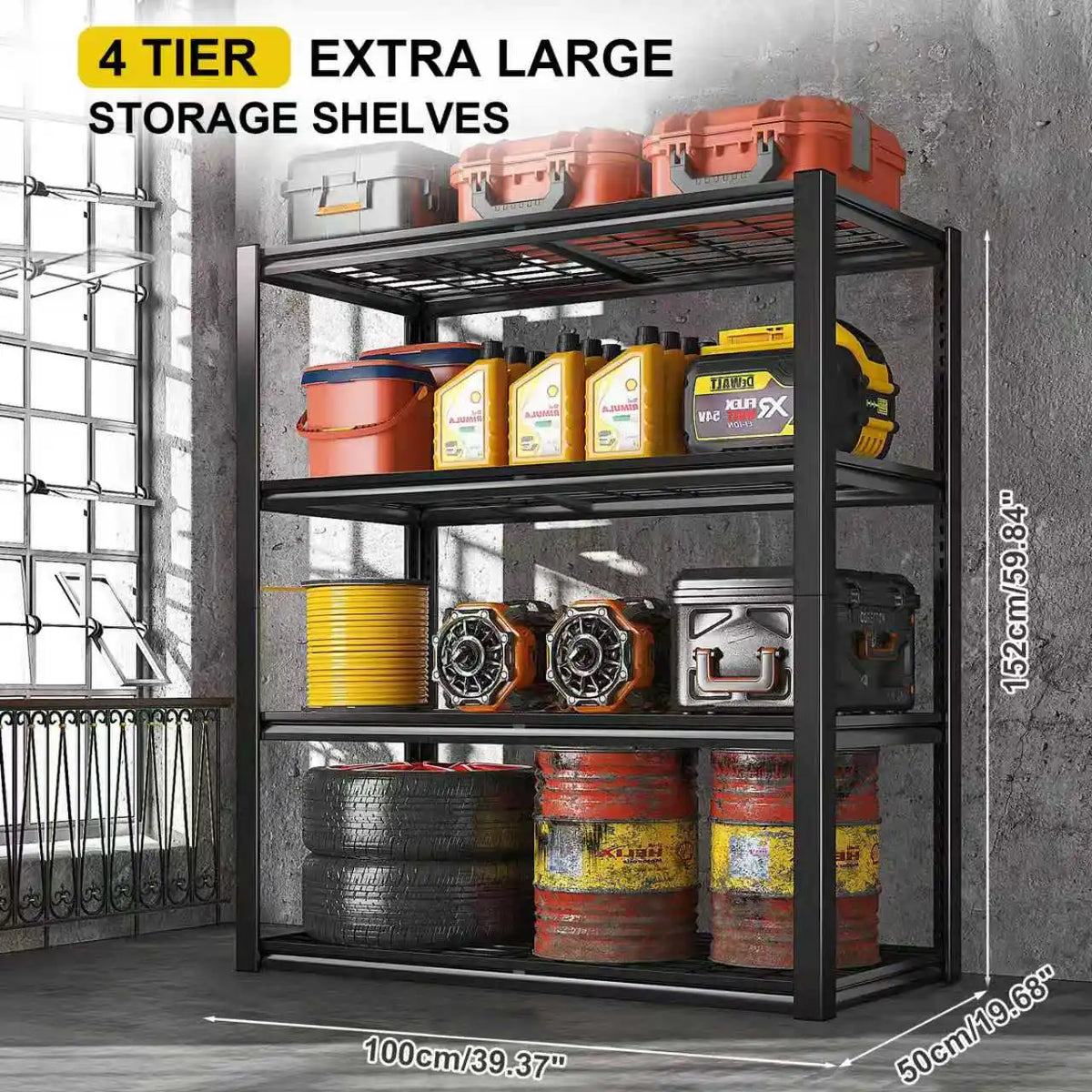 Sarenzon Heavy Duty Four Tier Metal Utility Storage Rack