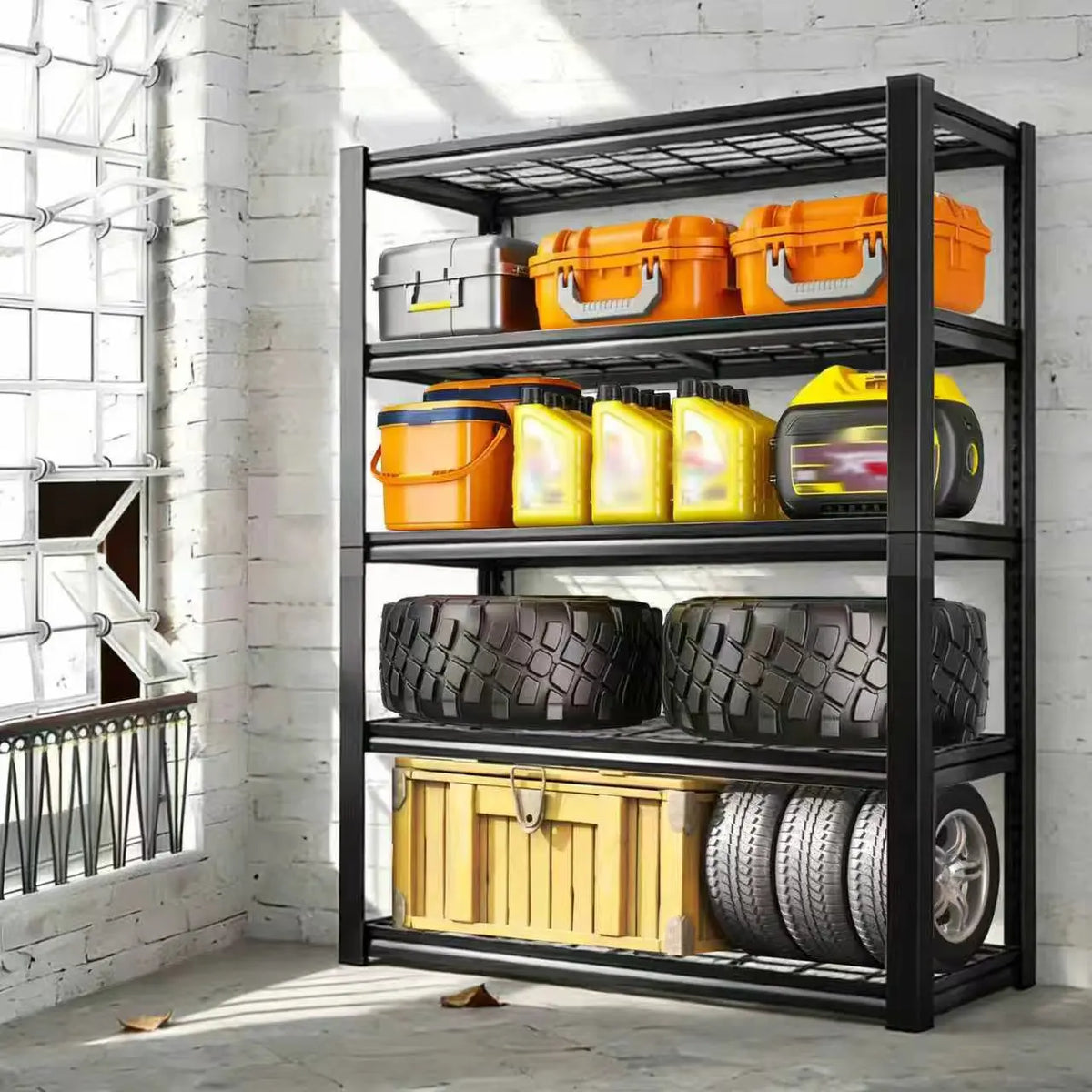 Sarenzoon Adjustable Metal Double Shelf Commercial Utility Storage Rack