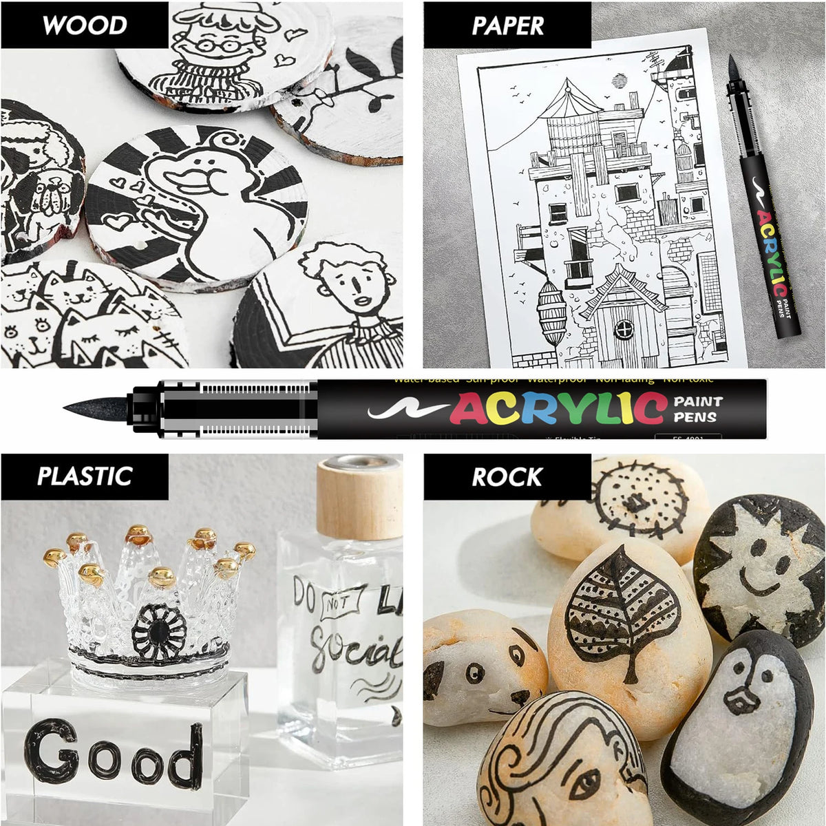Acrylic Paint Markers Set for Illustration Sketching Wood and Glass