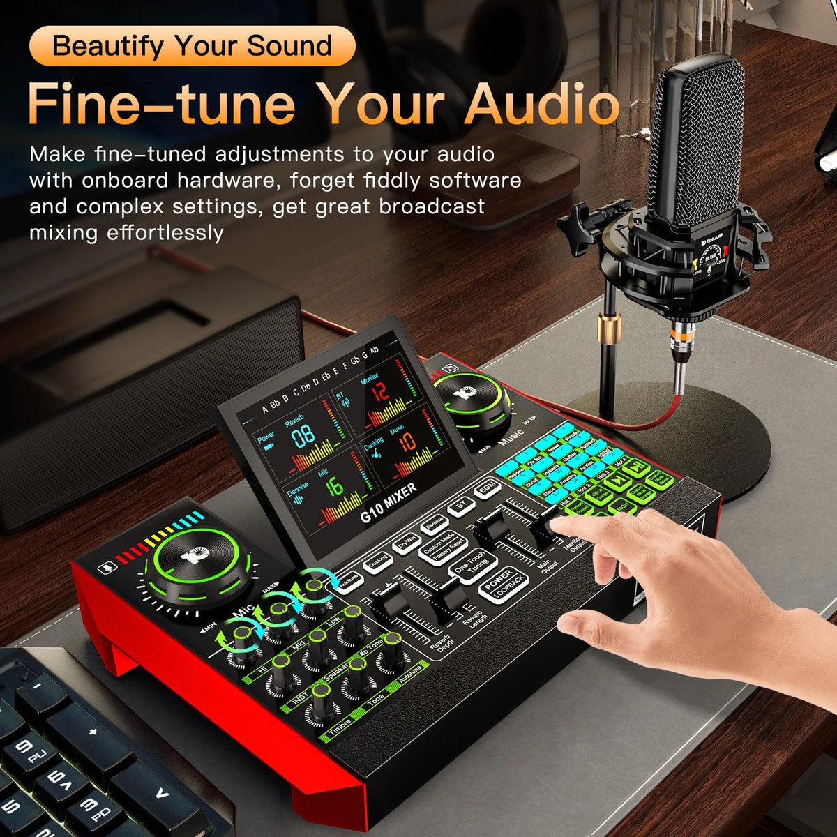 Tenlamp Six Channel Audio Mixer With Live Sound Card Streaming