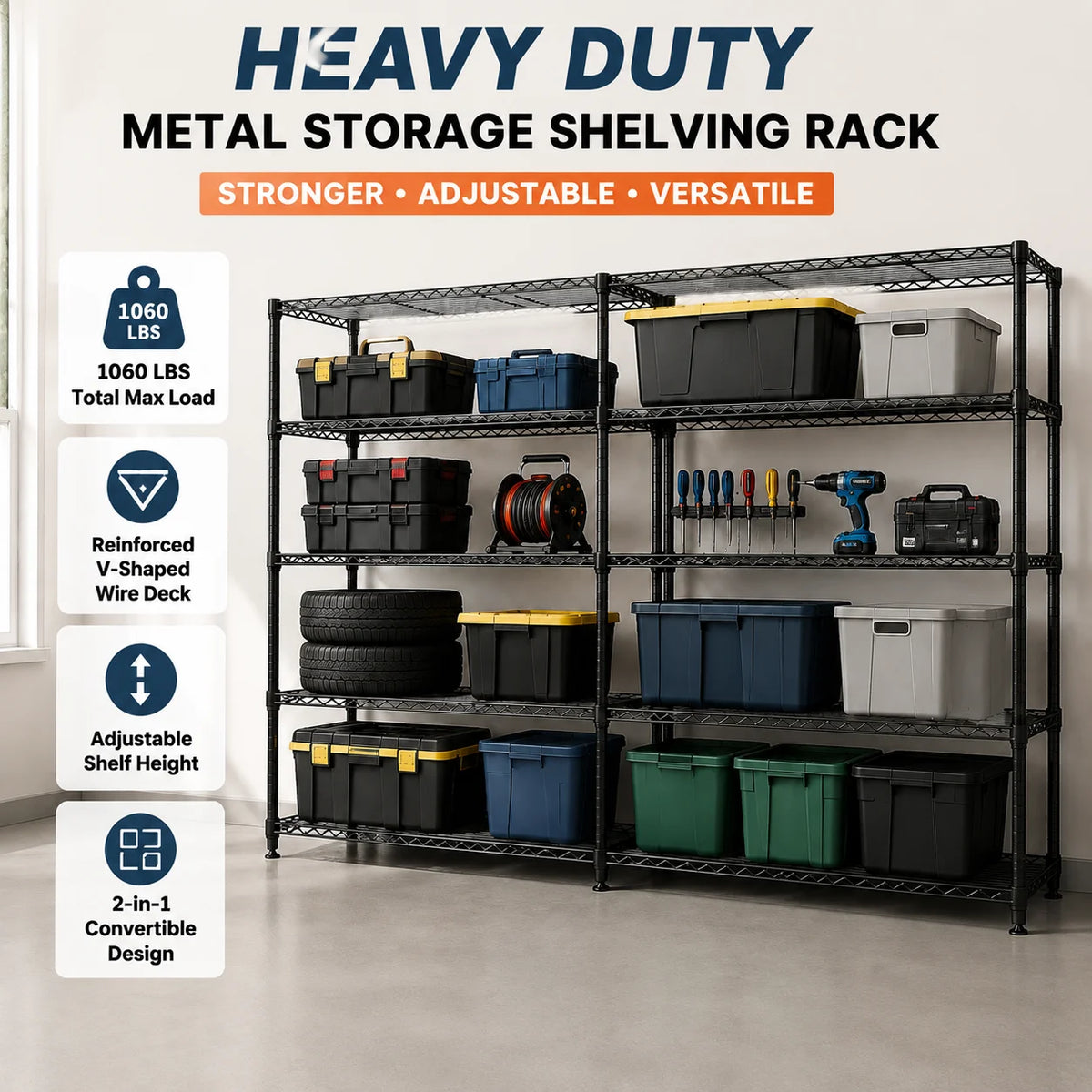 Heavy Duty Adjustable Metal Wire Storage Shelving Rack