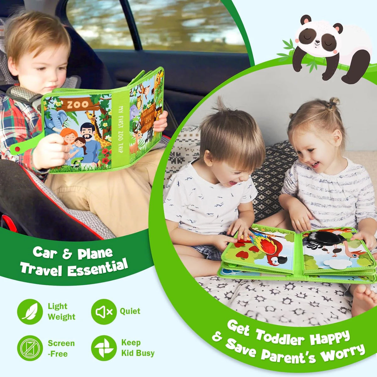 Cloth Learning Board Busy Book For Toddlers Alphabet Numbers Shapes