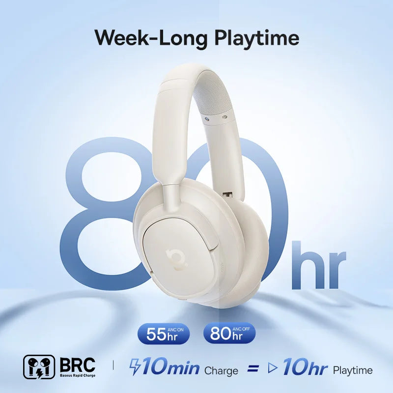 Baseus Bass Wireless Bluetooth Over Ear Headphones Active Noise Cancellation