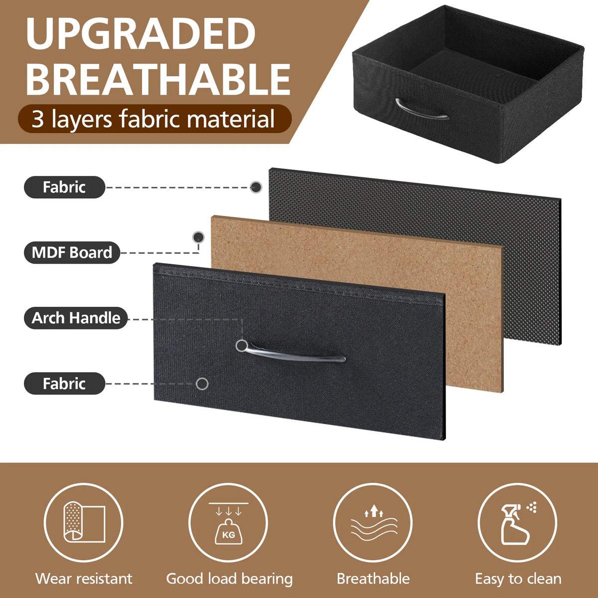 JHK 3 Drawer Bedside Table With Usb Charging Nightstand