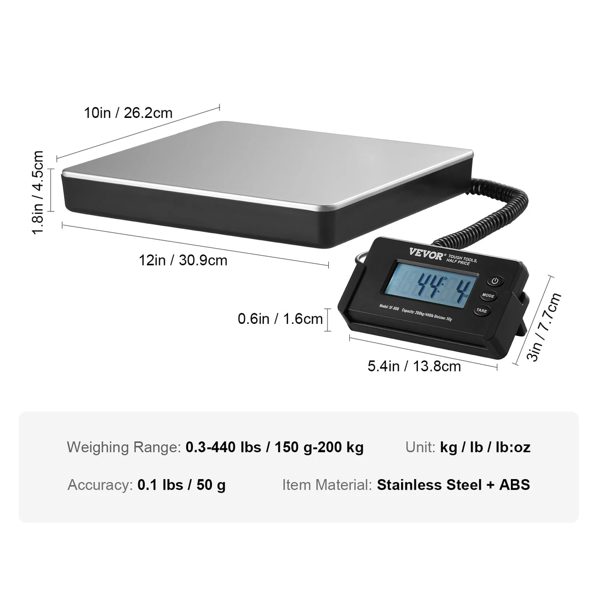 SucceBuy Digital Shipping Scale With Tare And Timer Function