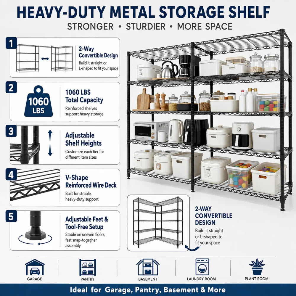 Heavy Duty Adjustable Metal Wire Storage Shelving Rack