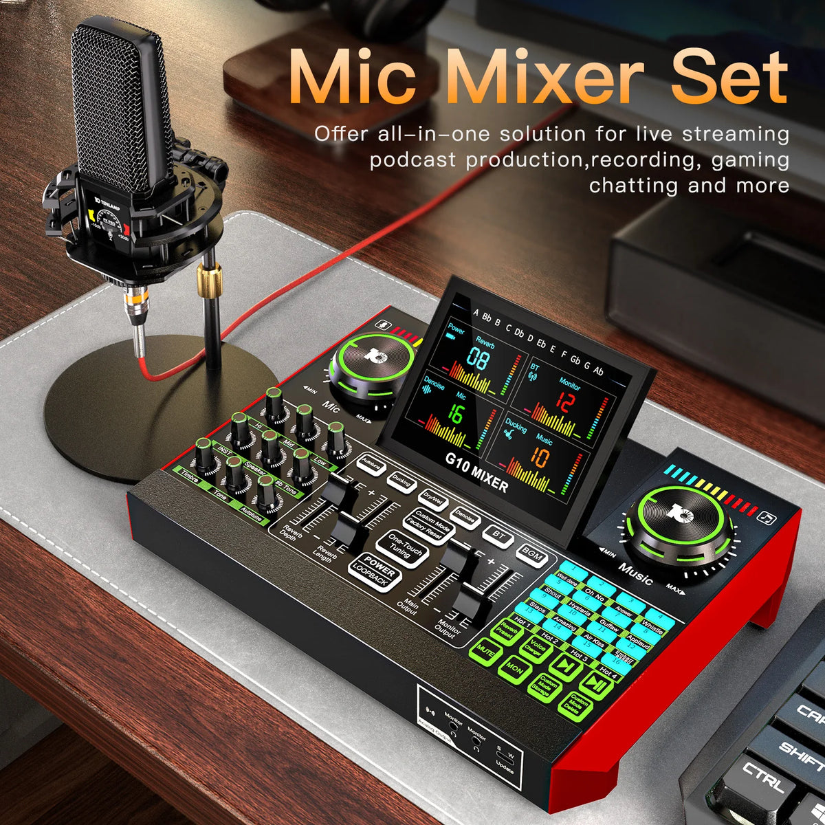 Tenlamp Six Channel Audio Mixer With Live Sound Card Streaming