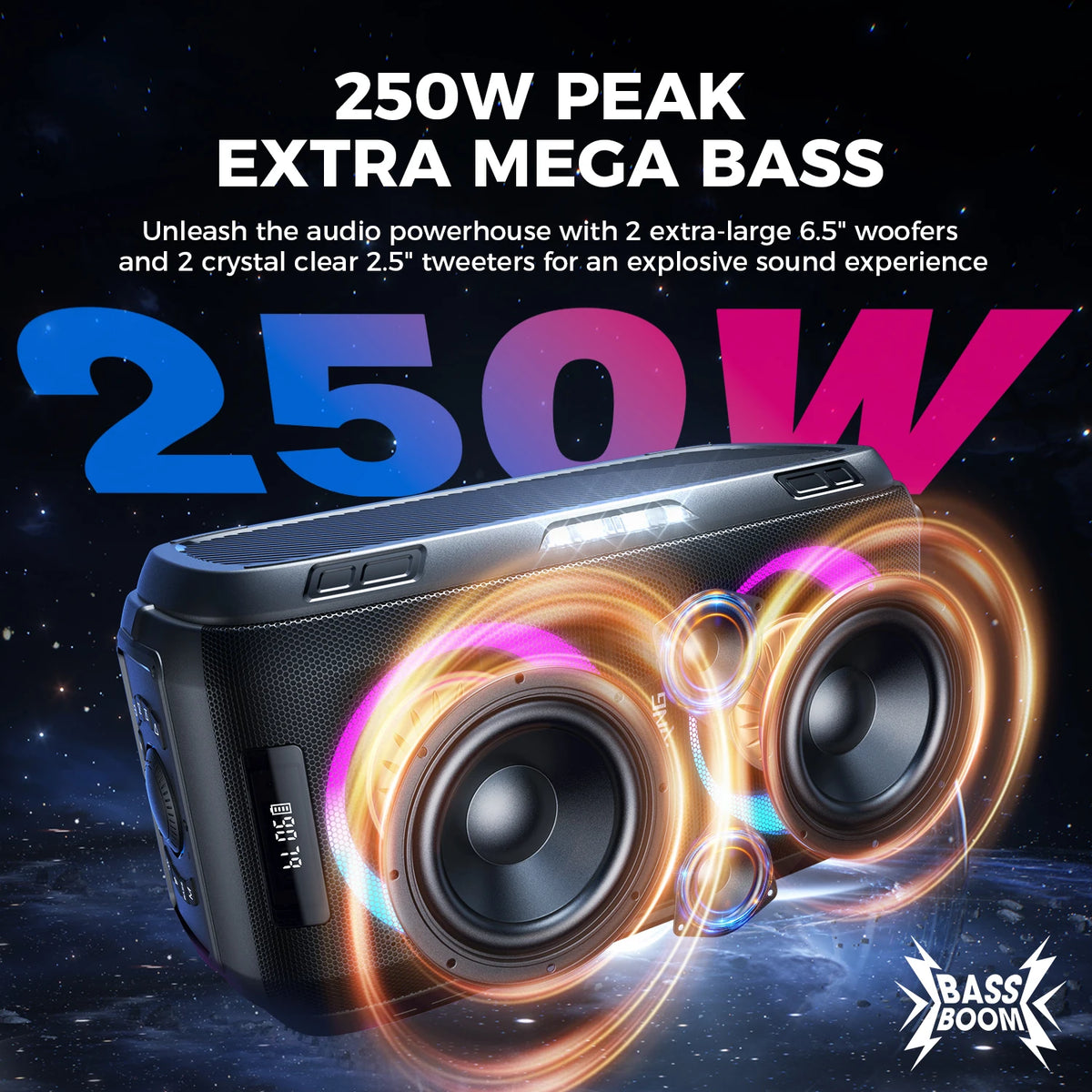 W-King Portable Bluetooth Speaker With Powerful Stereo Bass