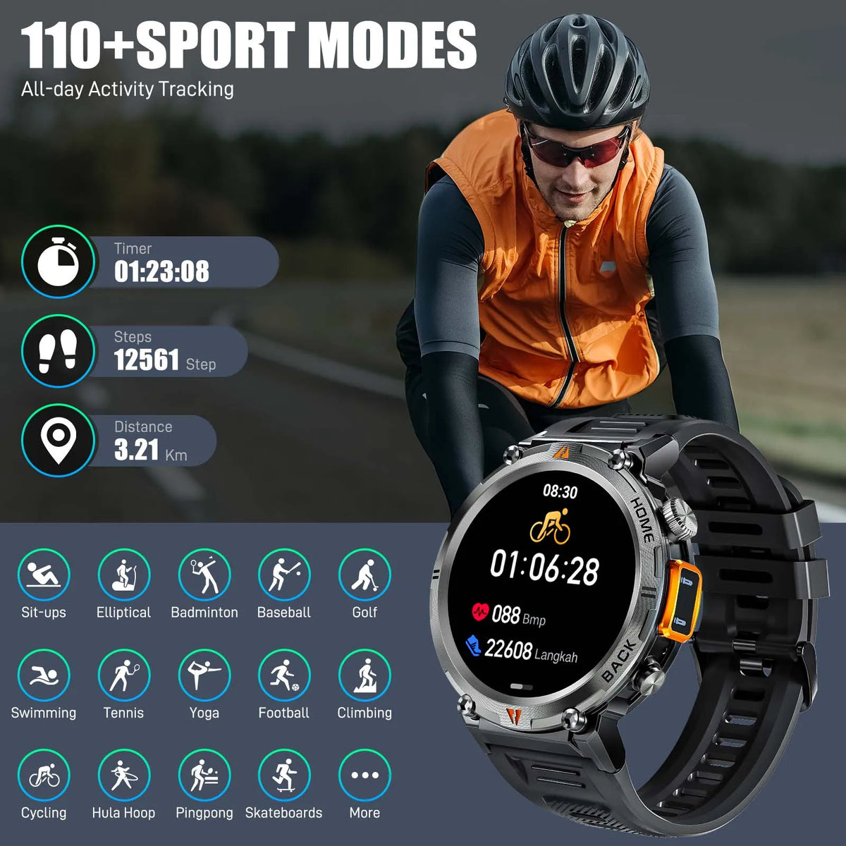 EIGIIS KE3 Bluetooth Call Smartwatch With Heart Rate LED Light