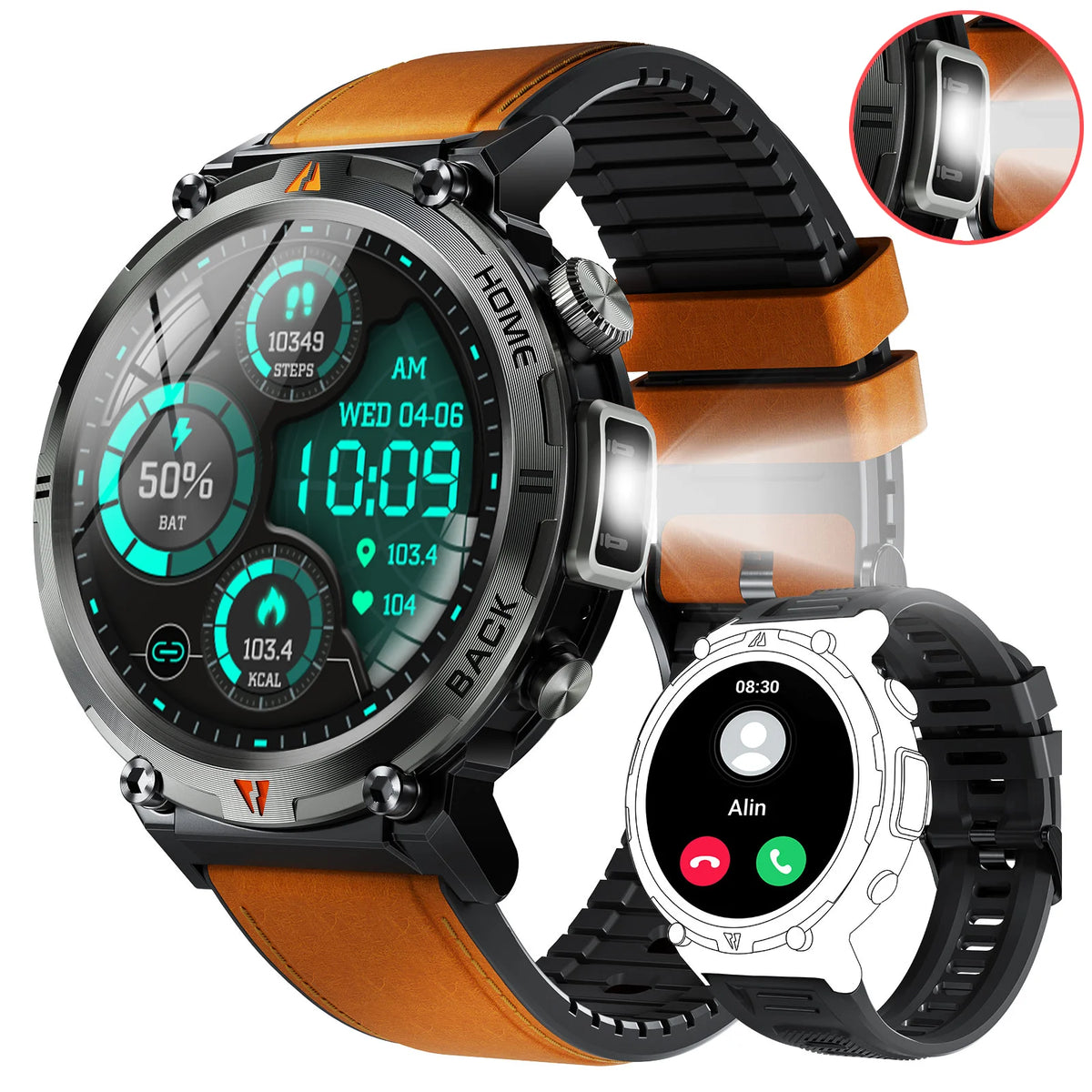 EIGIIS KE3 Bluetooth Call Smartwatch With Heart Rate LED Light