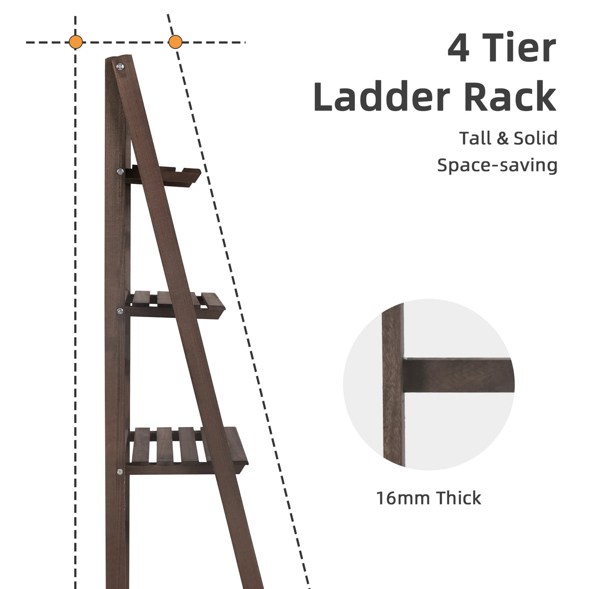 Folding Wooden Ladder Storage Shelf Bookcase Display