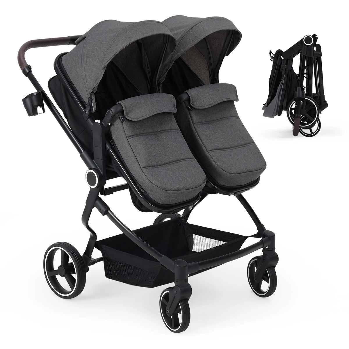 Lightweight Tandem Stroller With Compact Fold For Babies And Toddlers