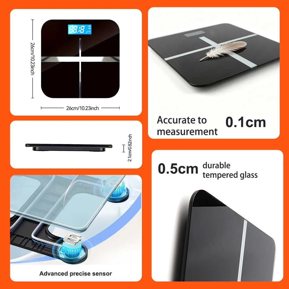 Znlyrion Digital Bathroom Scale With Tempered Glass Platform