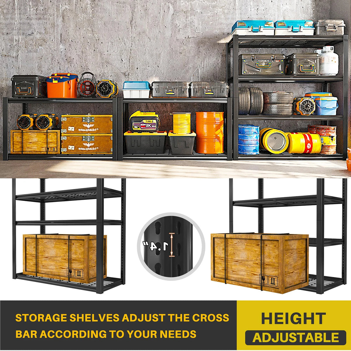 Sarenzon Heavy Duty Four Tier Metal Utility Storage Rack