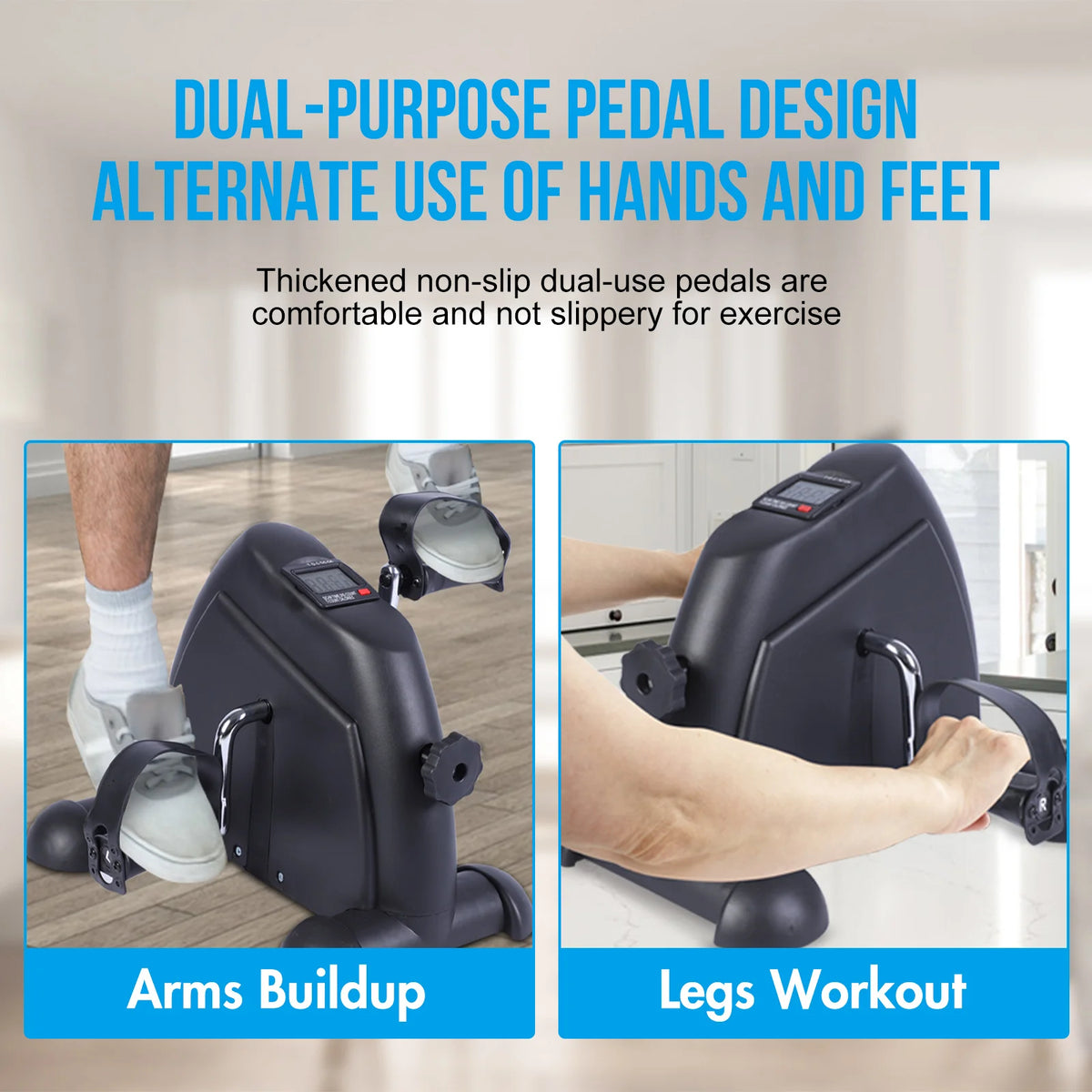 Compact Motorized Under Desk Pedal Exerciser With Digital LCD Display