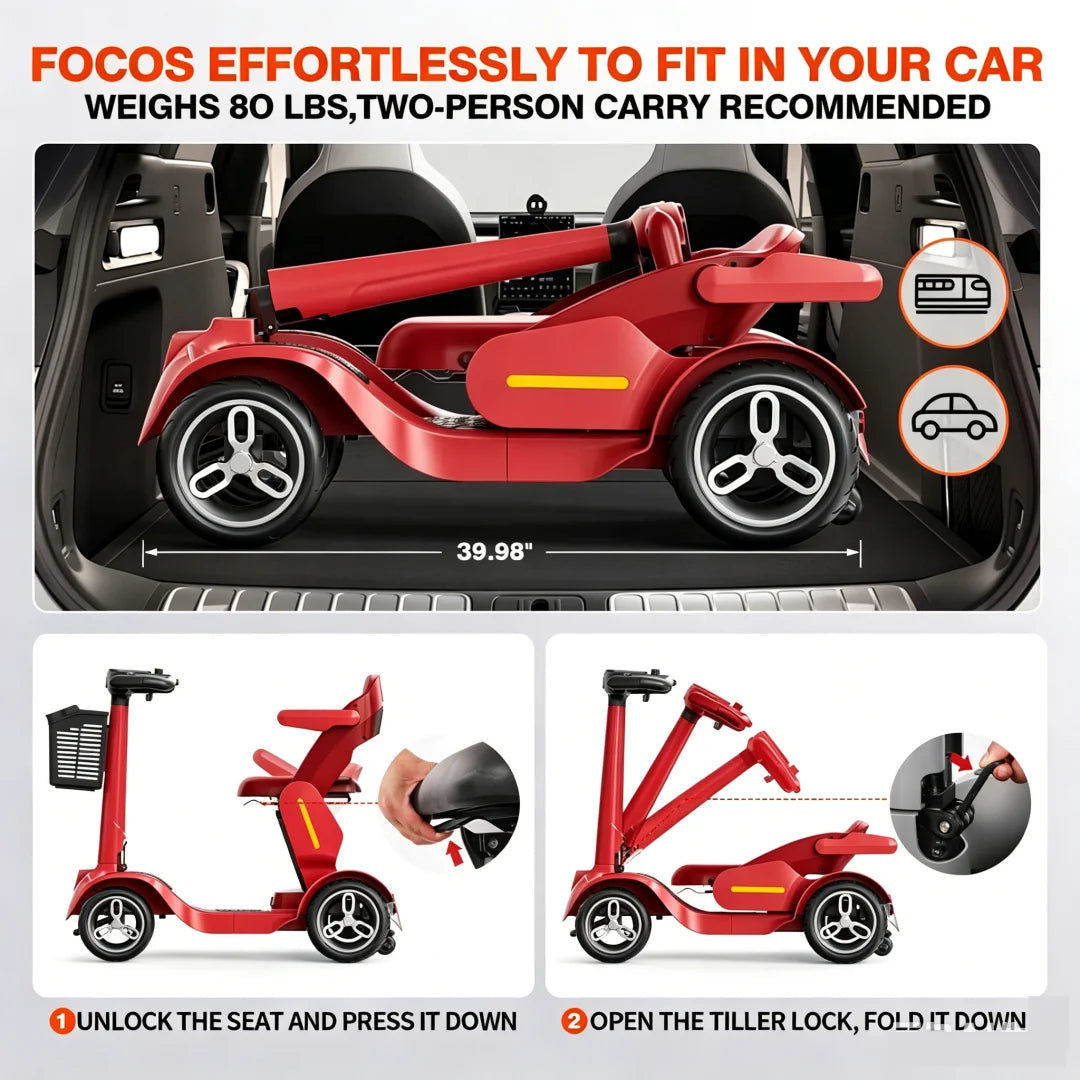 Foldable Electric Mobility Scooter For Adults And Seniors 265 Lb